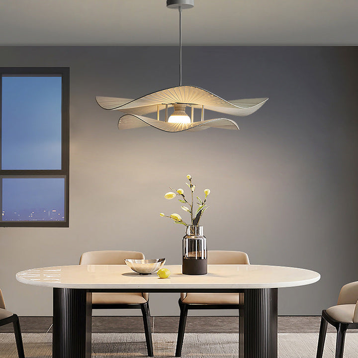 Modern Minimalist Irregular Wave Round Iron Fabric 1-Light Pendant Light For Living Room