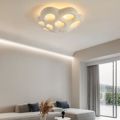 Contemporary Creative Round Hollow Petal Shade 3-Light Flush Mount Ceiling Light For Bedroom