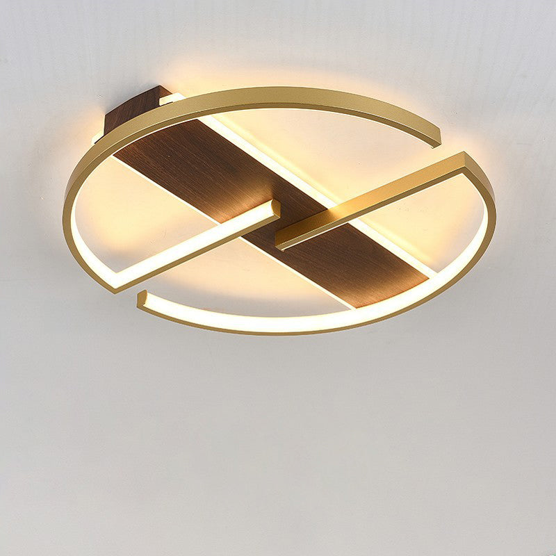ضوء السقف LED المثبت على السطح بتصميم حلقي هندسي وحبيبات خشبية تقليدية صينية مزيفة لغرفة المعيشة 