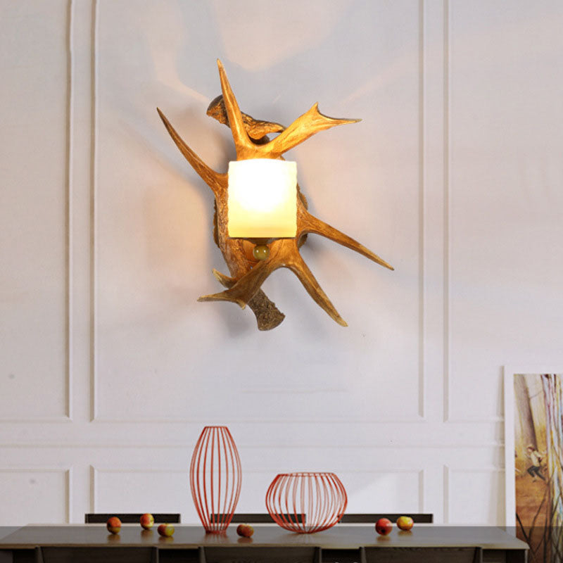 Modern Retro Antler 1-Light Glass Wall Sconce Lamp