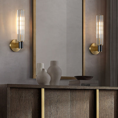 Modern Luxury Glass Cylinder Brass 1/2 Light Wall Sconce Lamp