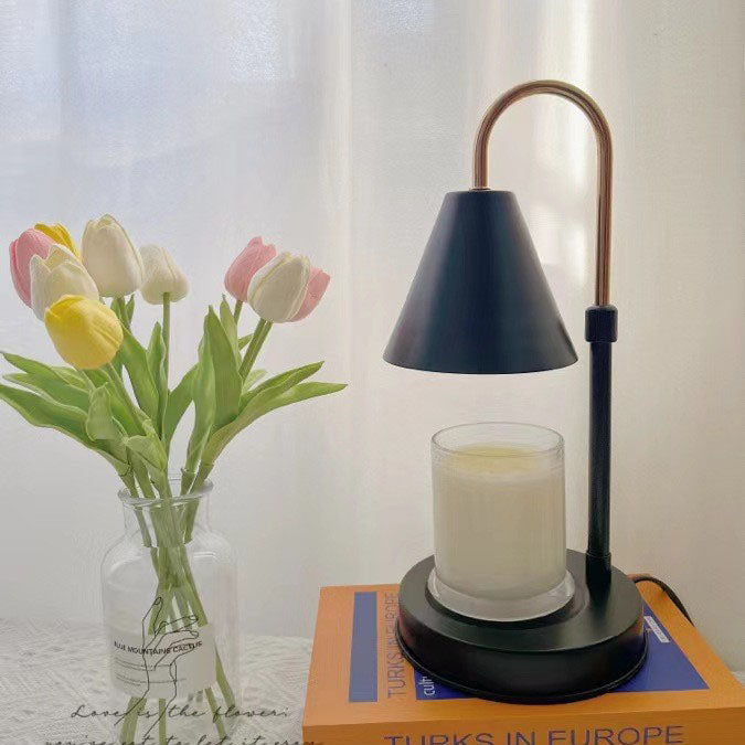 Moderne nordische Tischlampe aus Eisen in Kegelform mit Höhenverstellung, 1-flammig, zum Schmelzen von Duftwachs, für das Schlafzimmer 