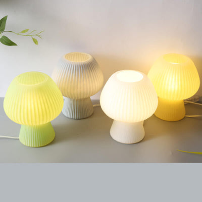 Modern Minimalist Mushroom 1-Light Glass Table Lamp For Bedside