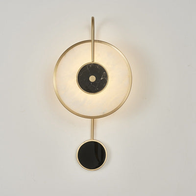 Modern Chinese Copper Marble Round LED Wall Sconce Lamp