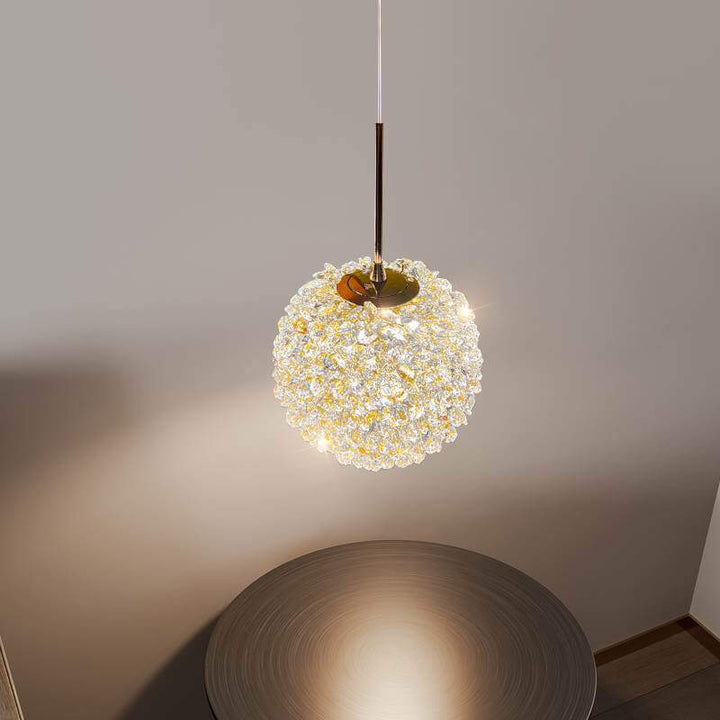 Moderne goldene Glamour-Kristallkugel-Schirm 1-Licht-Pendelleuchte 