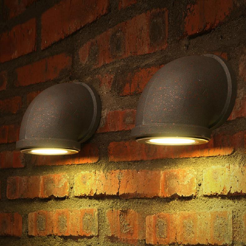 Retro Wrought Iron Pipe 1-Light LED Wall Sconce Lamp