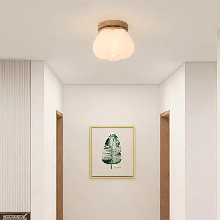 Moderne Creme Wolke Holz Rotomolding 1-Licht Deckenleuchte mit halber Einbauleuchte 