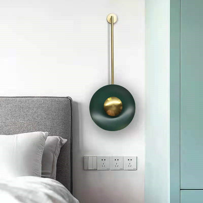 Modern Minimalist Dark Green Round Long Pole LED Wall Sconce Lamp
