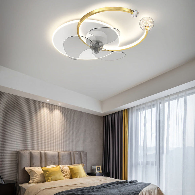 Luxury Double Ring Combination Design LED Flush Mount Fan Light