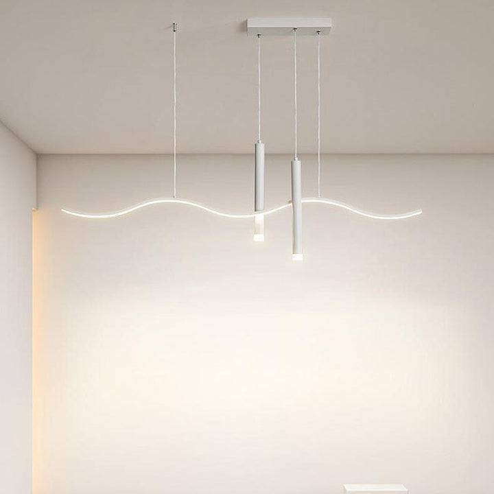 Lustre moderne minimaliste géométrique en aluminium avec ligne ondulée LED pour île, projecteur pour salon 