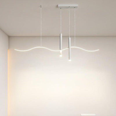 Moderne minimalistische geometrische Aluminium gewellte Linie LED Insel Licht Scheinwerfer Kronleuchter für Wohnzimmer 