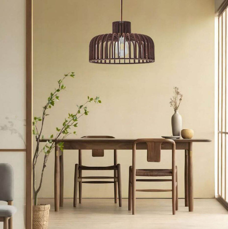 Nordic Vintage Basswood Oval Geometrie 1-Licht Pendelleuchte 