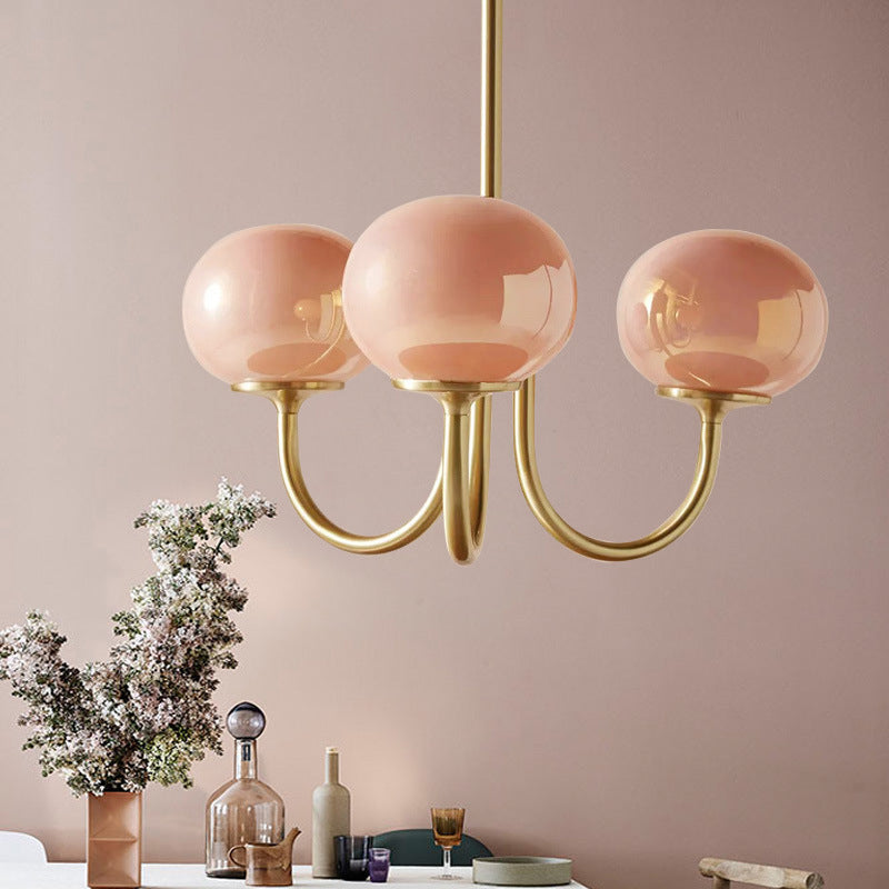 Moderne minimalistische ovale gebogene Stange Eisen Glas 3/5 Licht Kronleuchter für Wohnzimmer 