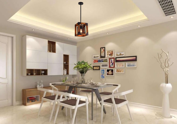 Wooden Square 1-Light Square Pendant Light