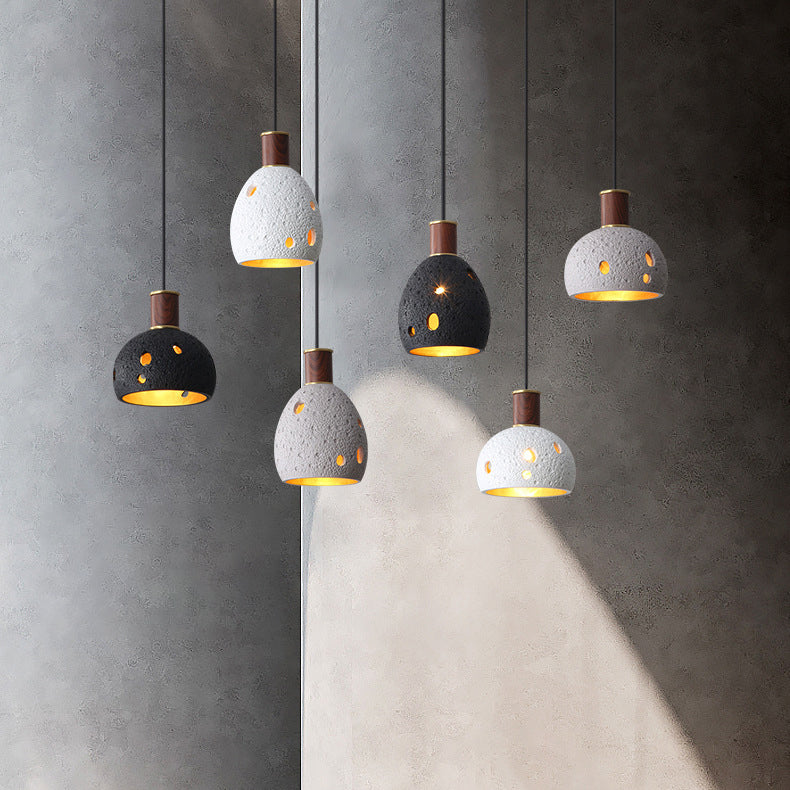 Moderne nordische Pendelleuchte mit Wabenstein-, Kupfer- und Kuppeldesign, rund, 1-flammig, für das Wohnzimmer 