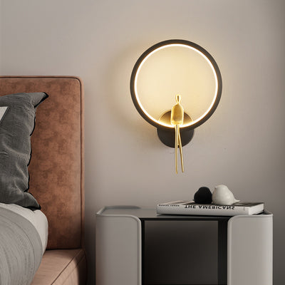 Nordische, minimalistische, kreative, runde, vollkupferfarbene LED-Wandleuchte 