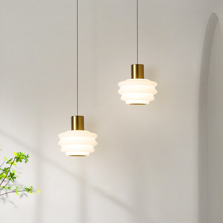 Contemporary Scandinavian Multi Tier Round Iron Rolled Plastic LED Pendant Light For Bedroom