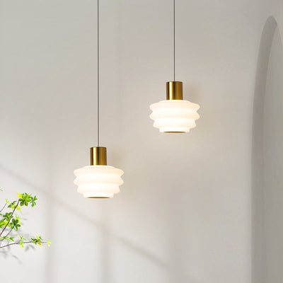 ضوء قلادة LED بلاستيكي دائري متعدد الطبقات من الحديد المدلفن لغرفة النوم بتصميم اسكندنافي معاصر 