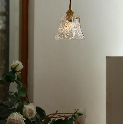 Japanese Modern Creative Flower Glass 1-Light Pendant Light