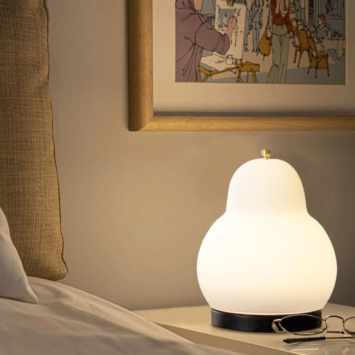 Traditional French Cream Pear Shape LED Rechargeable Touch Table Lamp For Bedroom
