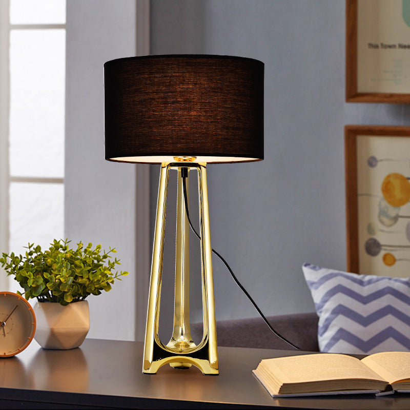 Modern Transitional Fabric Shade Resin Base 1-Light Table Lamp For Bedroom