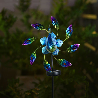 Solar Peacock Windmill Outdoor Garden Decorative Landscape Light