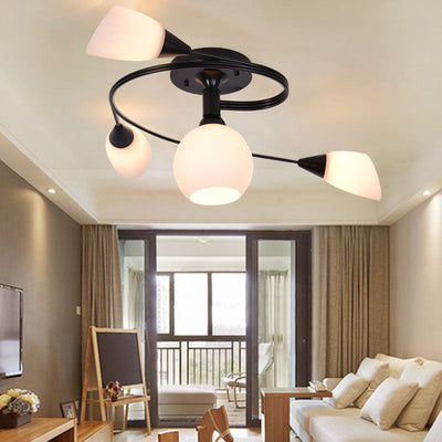 Modern Minimalist Glass Metal 4/6-Light Chandelier