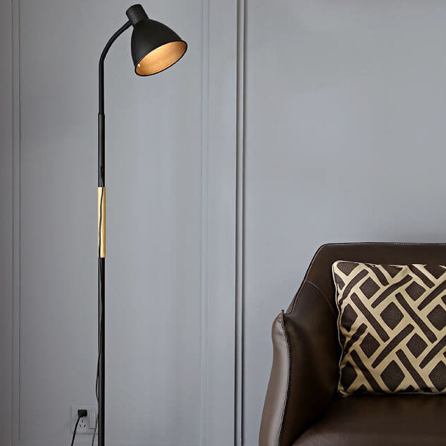 Modern Minimalist Iron Cone Long Pole 1-Light Standing Floor Lamp for Living Room Bedroom
