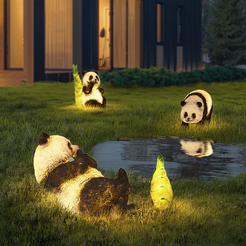 Contemporary Creative Resin Panda Animal Shape LED Lawn Landscape Light For Garden