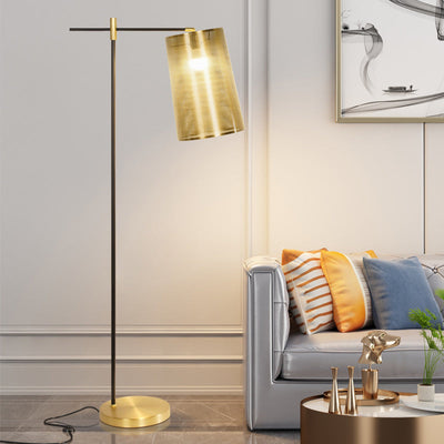 Nordic Luxury Gold Cylinder Iron 1-Light Standing Floor Lamp
