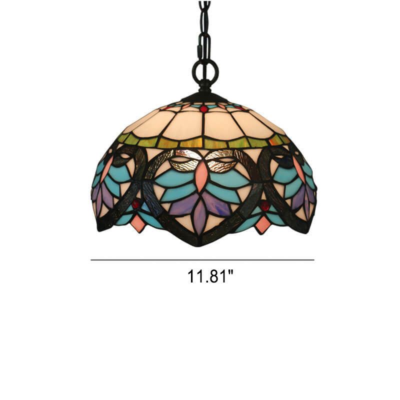 Europäische Tiffany Flora Buntglas 1-flammige Pendelleuchte 