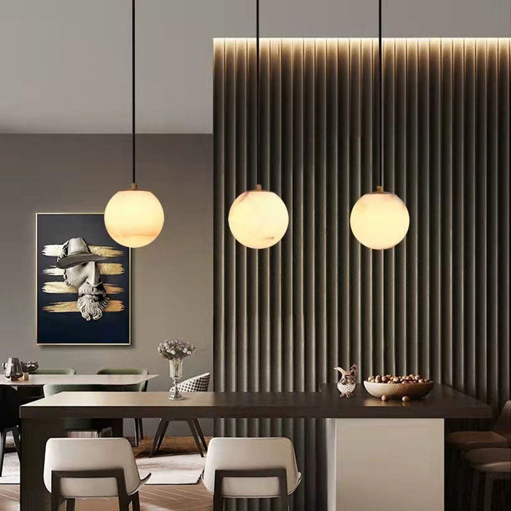 Moderne Luxus geometrische Würfel Marmor Schatten Messing 1-Licht Pendelleuchte für Wohnzimmer 