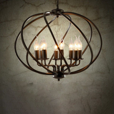 Retro Industrial Iron Candle Design 8-Light Chandelier