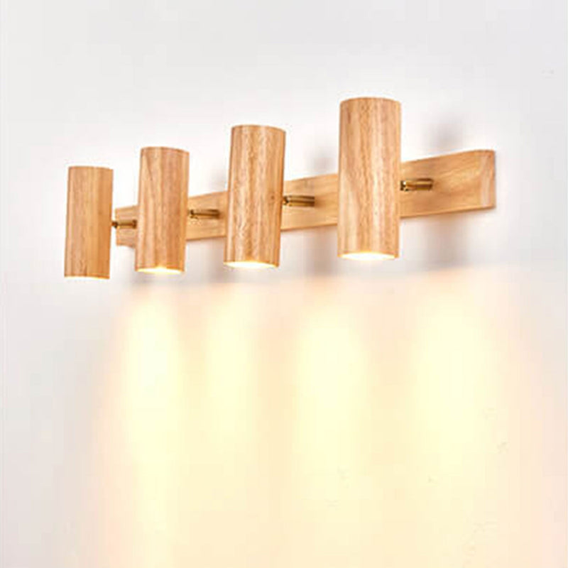 Modern Minimalist Wood Track Spotlight 1/2/3 Light Wall Sconce Lamp