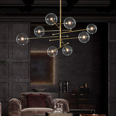 Modern Minimalist Ball Strip Metal Glass 6/8 Light Chandelier For Living Room