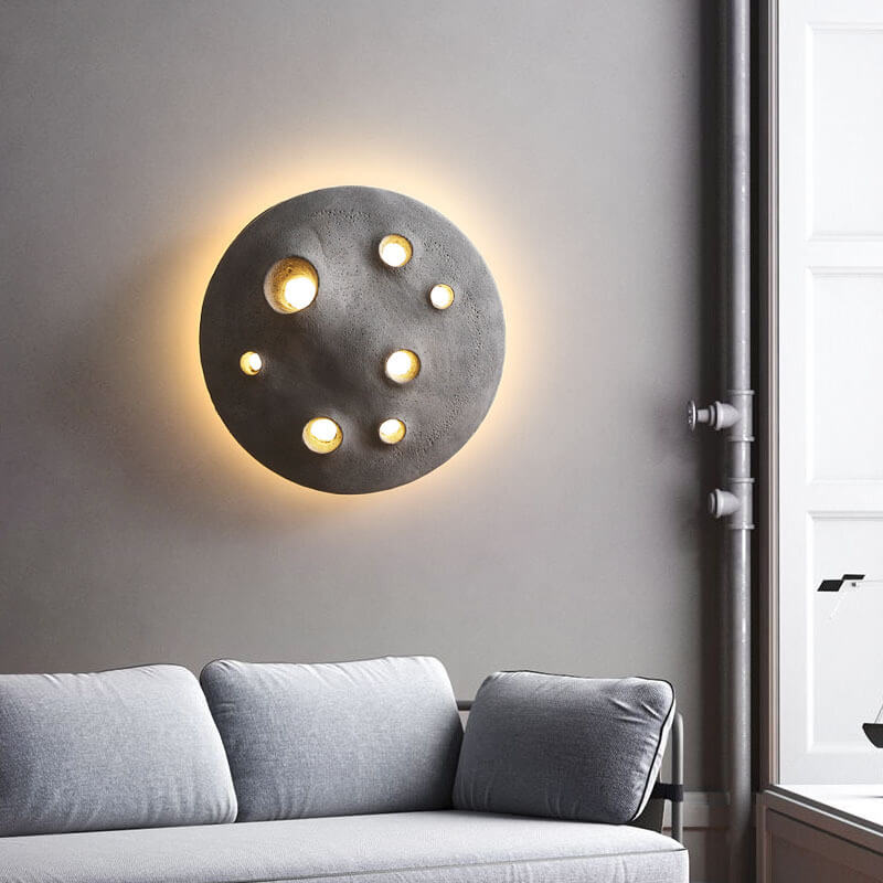 Industrial Creative Round Crater Resin Acrylic LED Wall Sconce Lamp