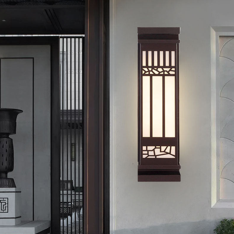 Outdoor Modern Chinese Imitation Marble Rectangular LED Wall Sconce Lamp