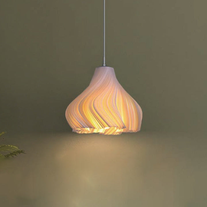 Moderne minimalistische plissierte Blütenblätter PLA ABS 1-Licht Pendelleuchte für Wohnzimmer 