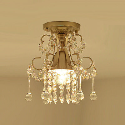 Modern Simple Crystal Flower-Shaped 1/3-Light Semi-Flush Mount Ceiling Light