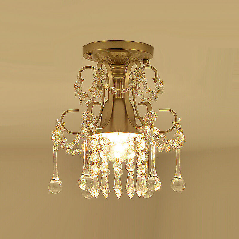 Modern Simple Crystal Flower-Shaped 1/3-Light Semi-Flush Mount Ceiling Light