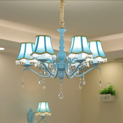 Modern Creative Cone Iron Crystal Fabric 5/6/8 Light Chandelier