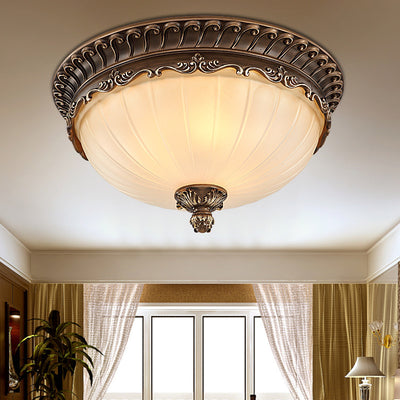 European Retro Light Luxury Resin Metal 3-Light Flush Mount Lighting