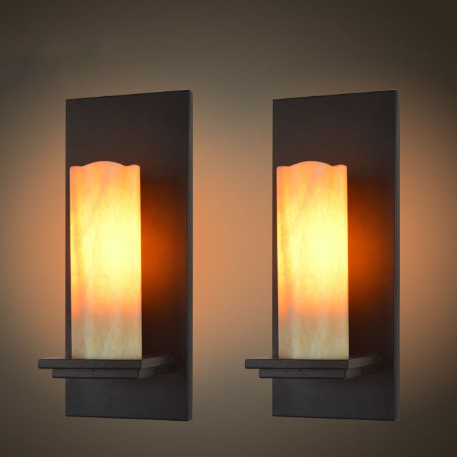 Applique Murale Moderne Industrielle Vintage en Fer avec 1 Lumière et Base en Marbre 
