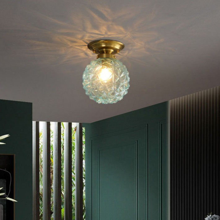 Plafonnier semi-encastré à 1 lumière en verre texturé étoile de luxe moderne 