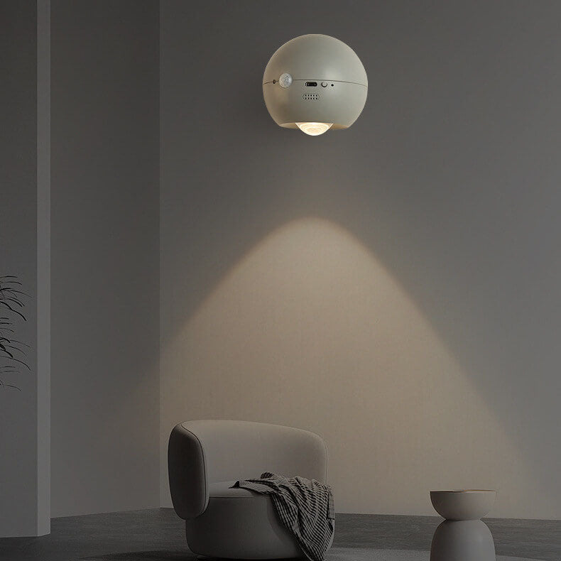 Lampe murale LED à protection oculaire rechargeable ronde et créative avec ventouse magnétique 