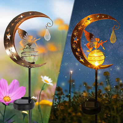 Modern Solar Moon Fairy Decorative Iron LED Outdoor Landscape Lighting