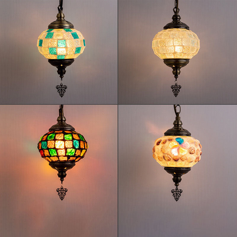 Lámpara colgante de 1 luz de hierro y vidrio rústico vintage nórdico 