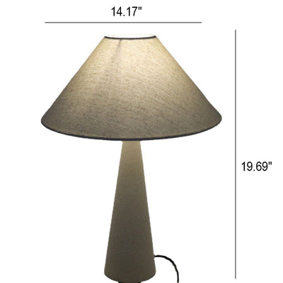 European Simple Linen Fabric Cone Column Base 1-Light Table Lamp