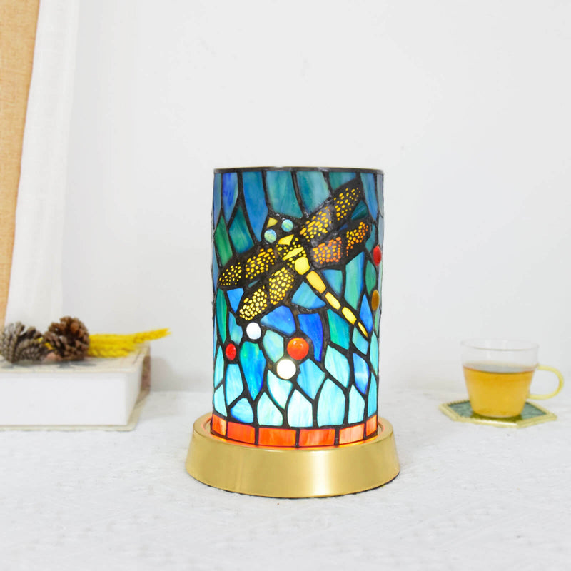 Lampe de table LED USB en fer et vitrail Tiffany de style européen 