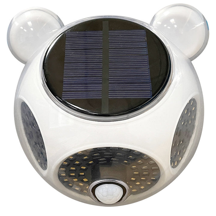 Aplique de pared LED redondo para exterior con sensor corporal solar de ABS, estilo minimalista moderno, para patio exterior 